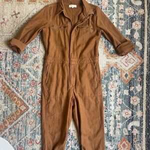 Madewell Garment Dyed Zip Pocket Coverall in Warm Chestnut Jumpsuit small